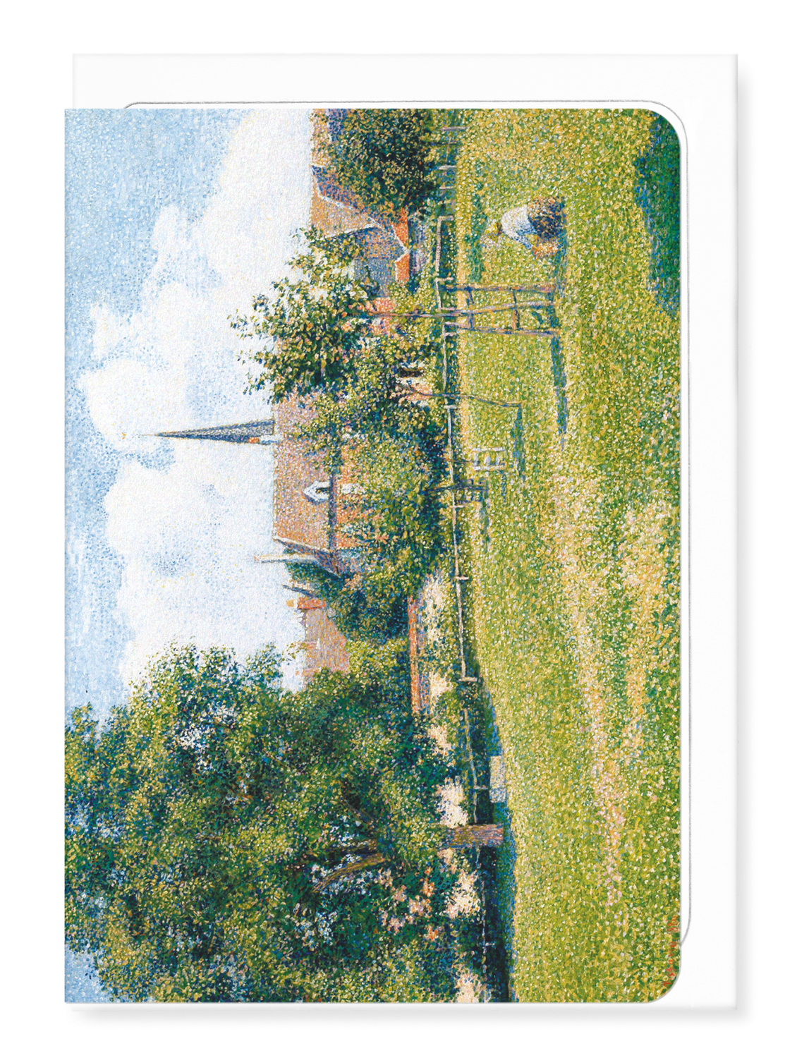 Ezen - The House of the Deaf Woman and the Belfry at Eragny (1886) - Greeting Card - Front