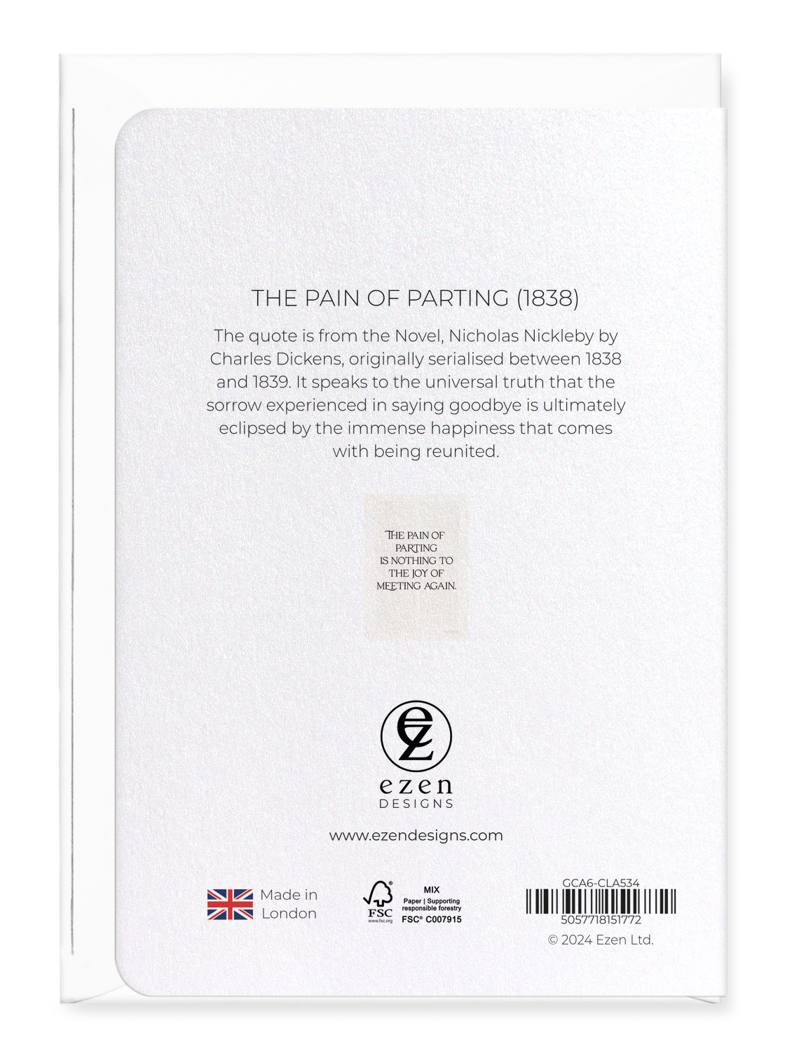 Ezen - The Pain of Parting (1838) - Greeting Card - Back