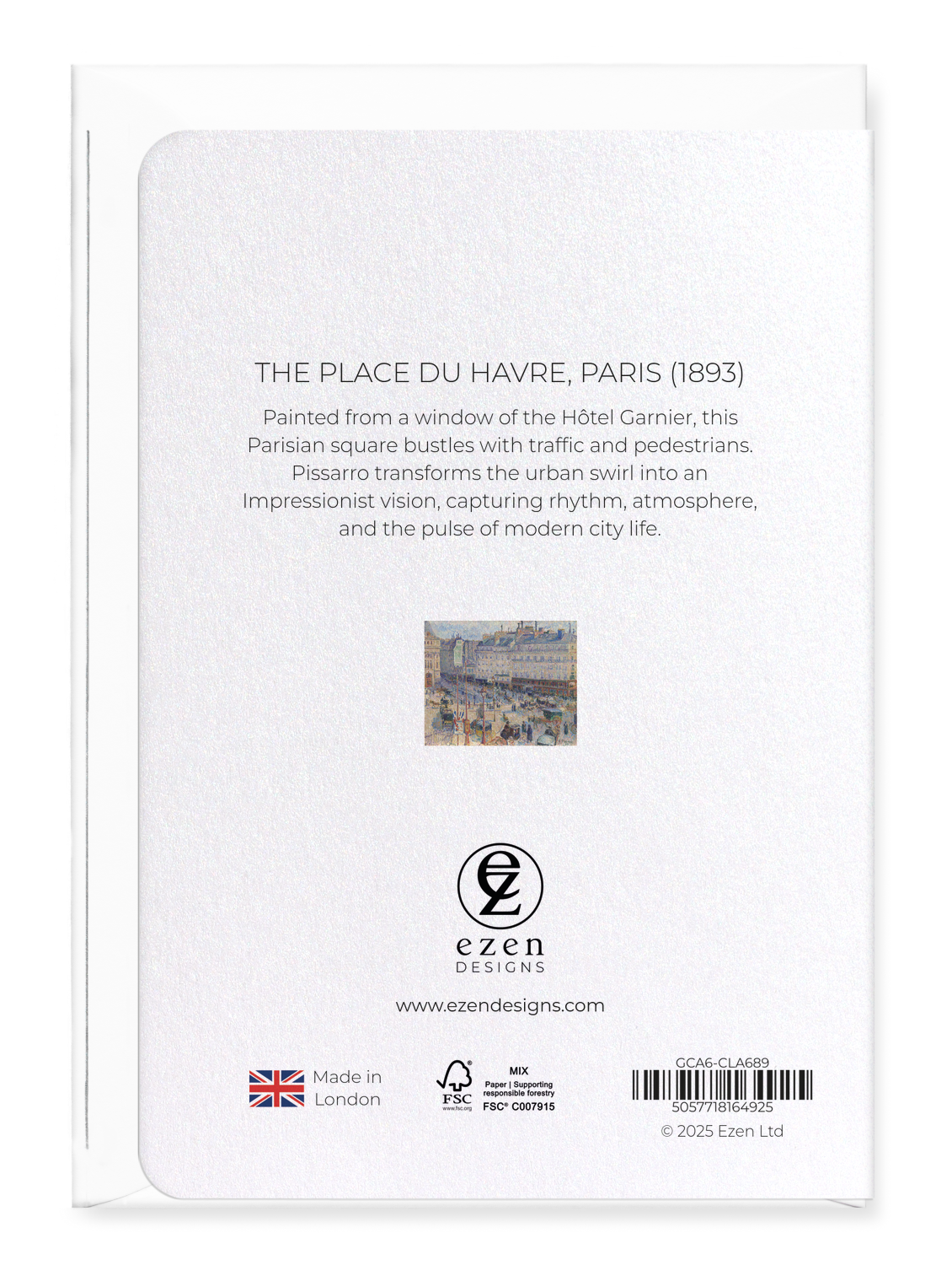 Ezen - The Place du Havre, Paris (1893) - Greeting Card - Back