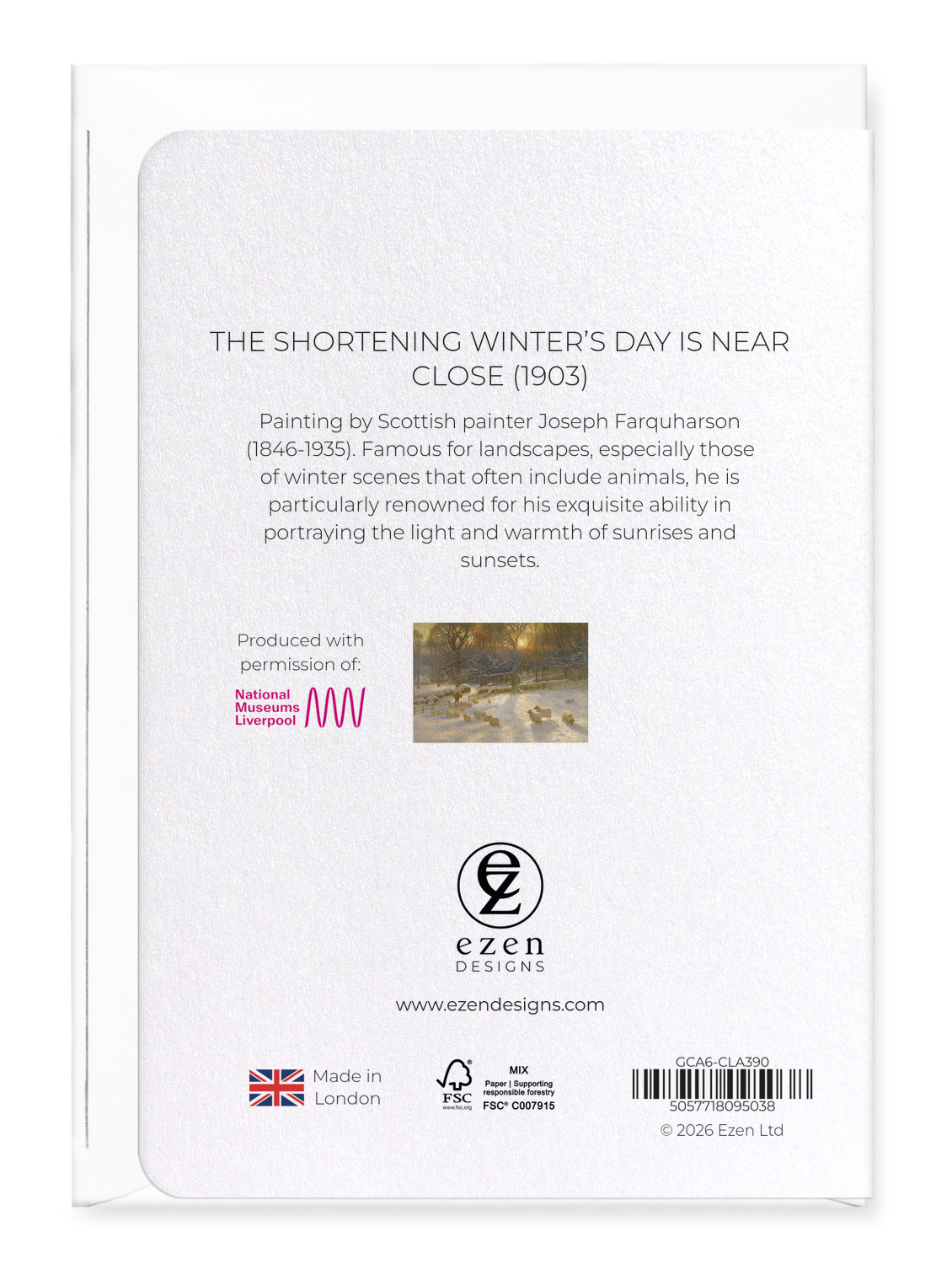 Ezen - The Shortening Winter’s Day is Near Close (1903) - Greeting Card - Back