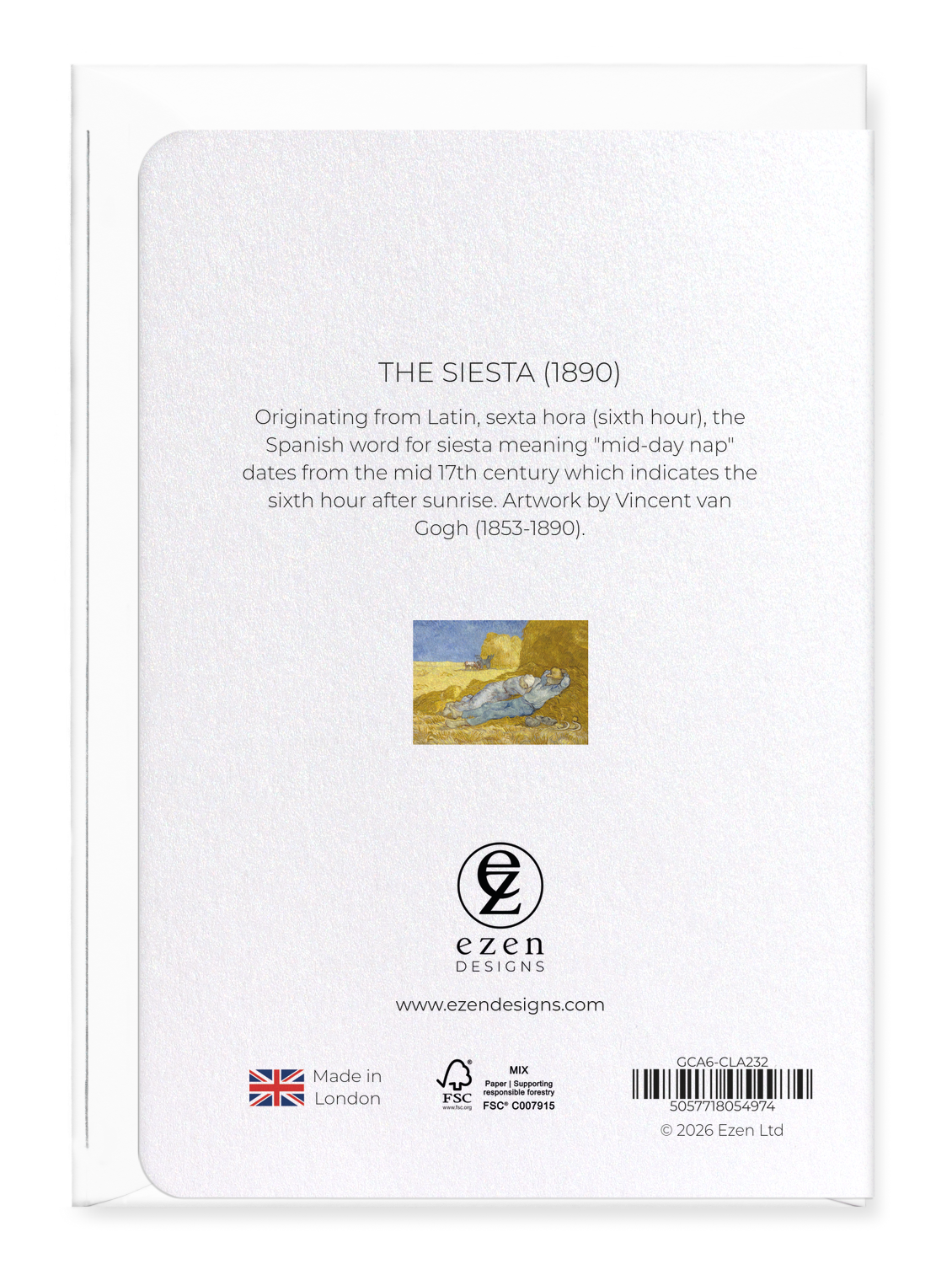 Ezen - The Siesta (1890) - Greeting Card - Back