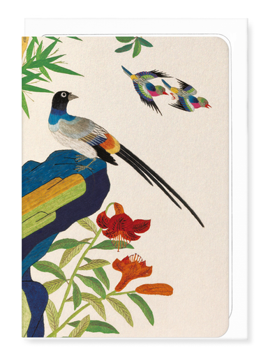 Ezen - Three Birds and Flowers (C. 1880) - Greeting Card - Front