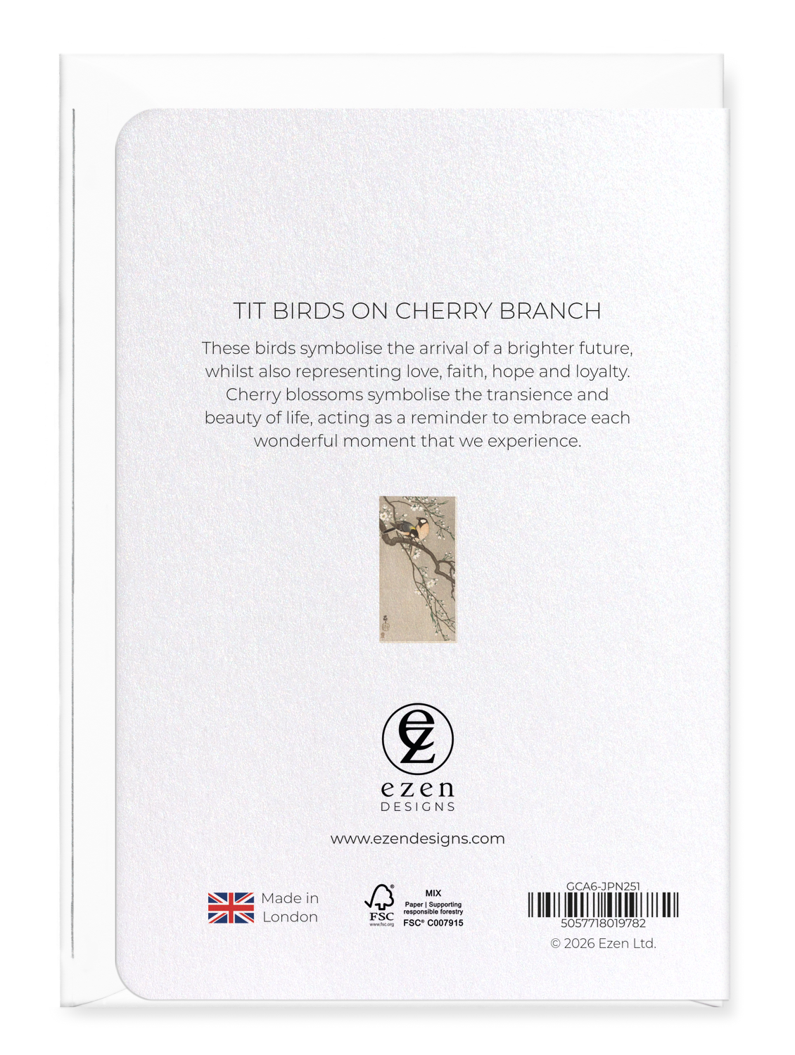 Ezen - Tit birds on cherry branch - Greeting Card - Back