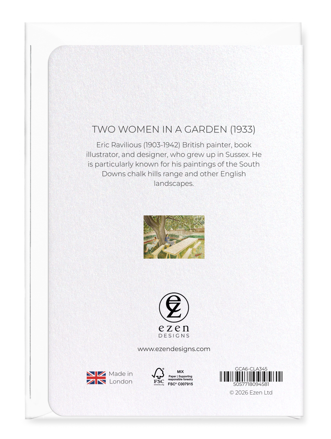Ezen - Two Women in a Garden (1933) - Greeting Card - Back