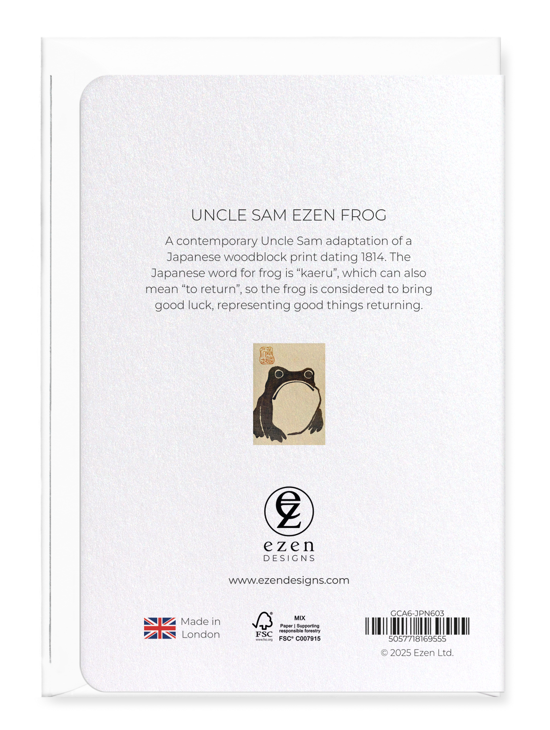 Ezen - Uncle Sam Ezen Frog - Greeting Card - Back