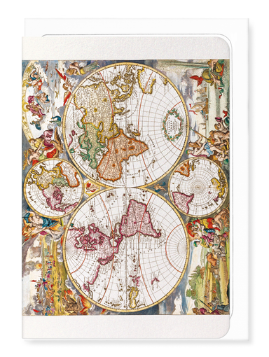 Ezen - Vintage World Map (1660) - Greeting Card - Front