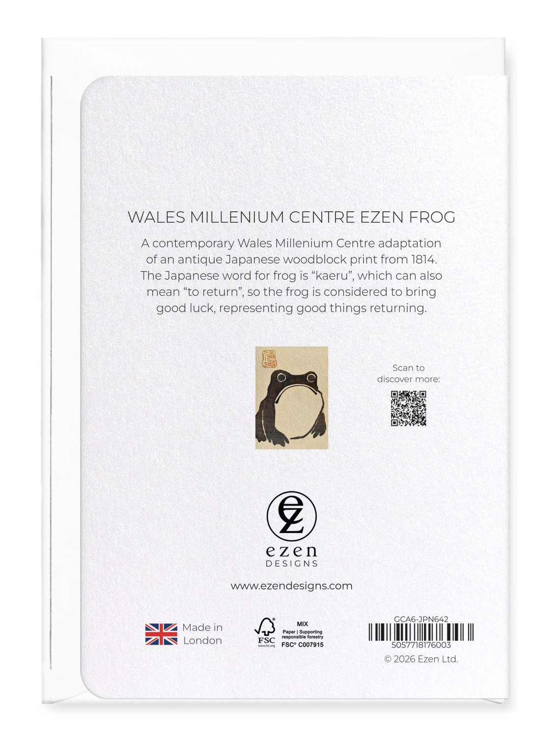 Ezen - Wales Millenium Centre Ezen Frog - Greeting Card - Back