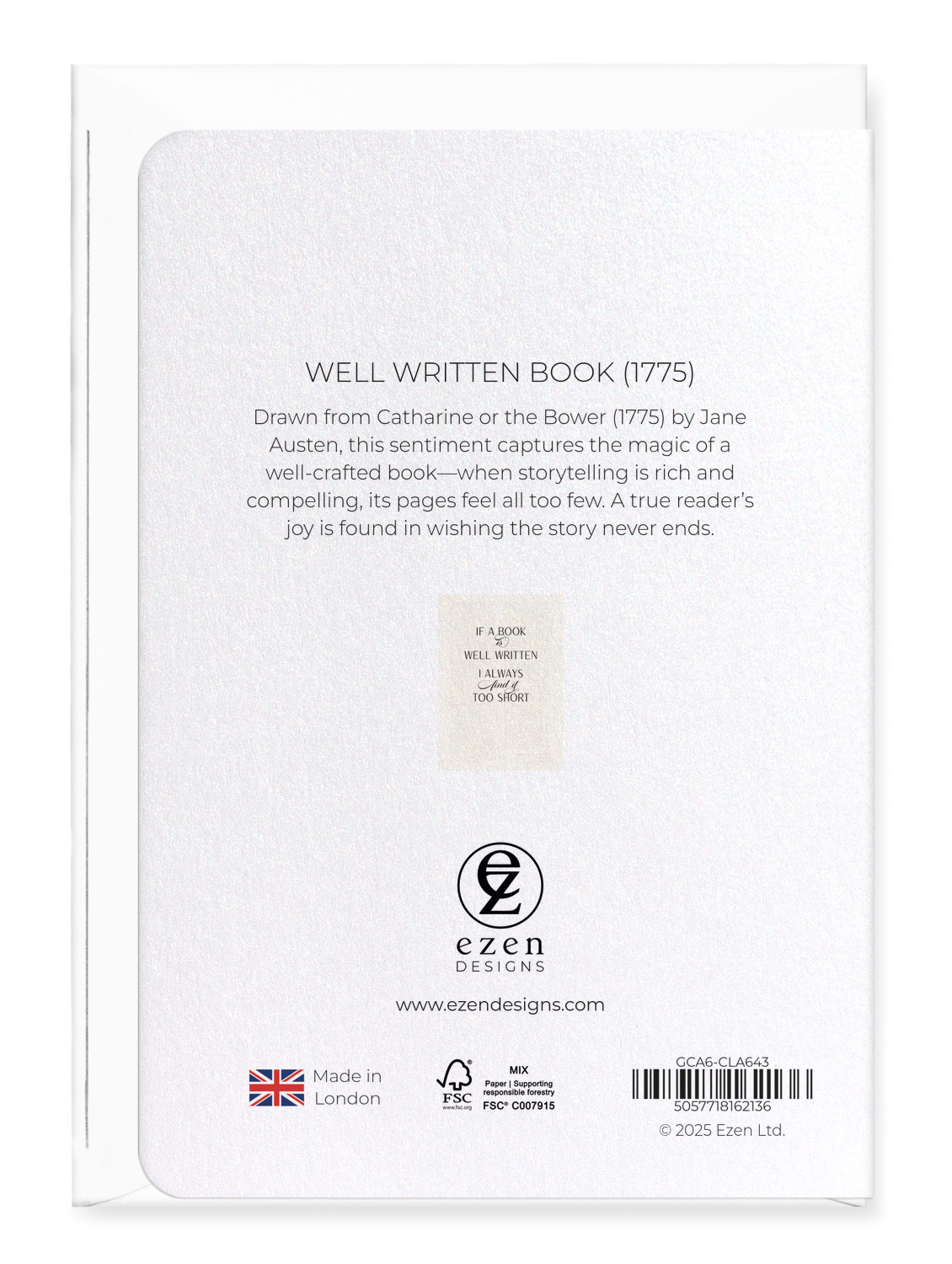 Ezen - Well Written Book (1775) - Greeting Card - Back