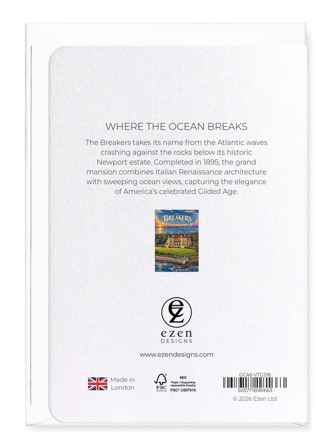 Ezen - Where the Ocean Breaks - Greeting Card - Back