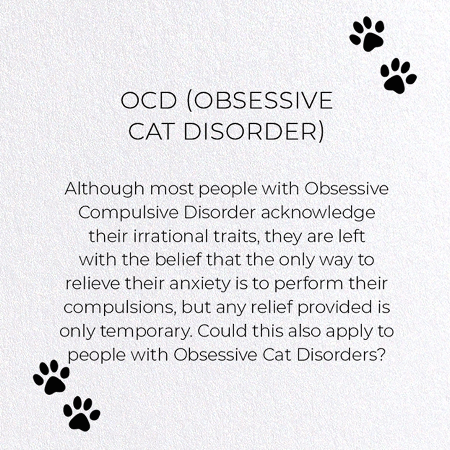 OCD (OBSESSIVE CAT DISORDER)