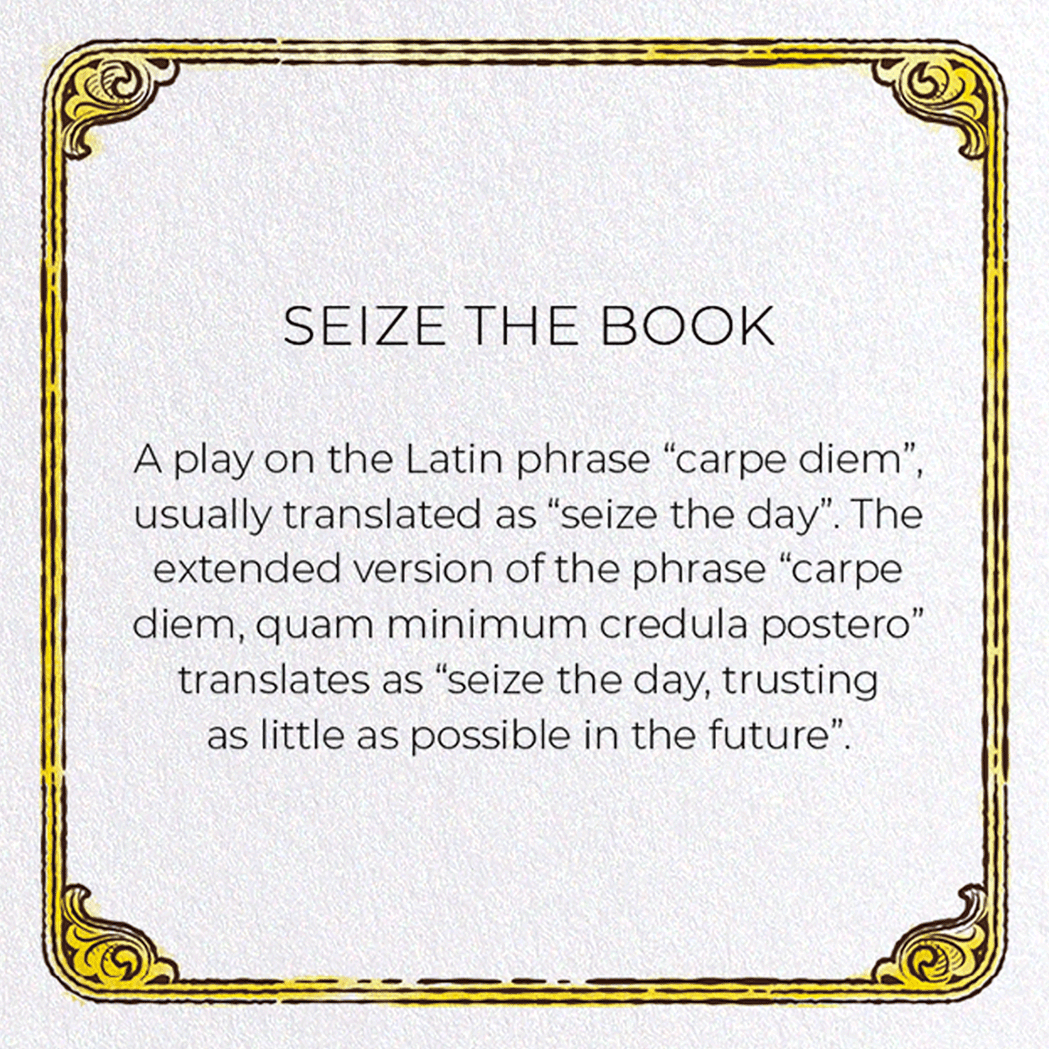 SEIZE THE BOOK