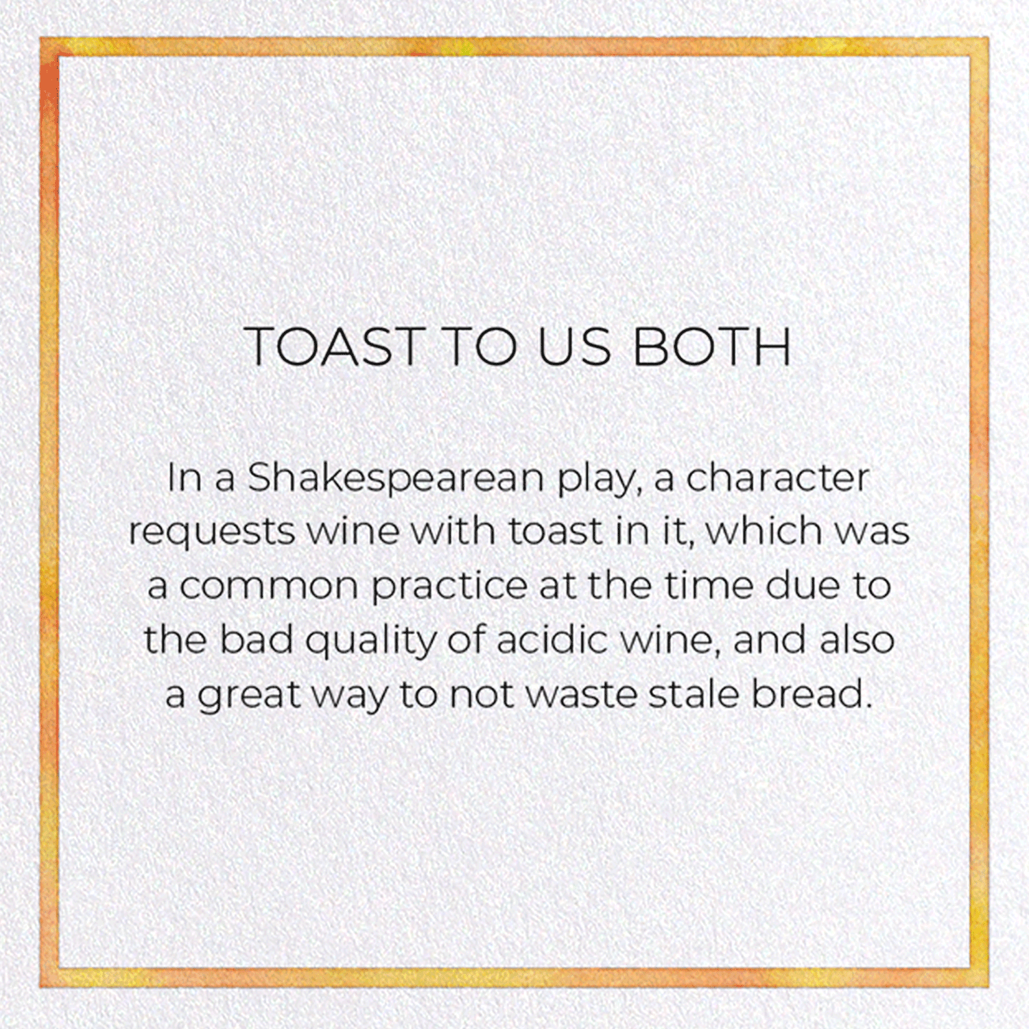 TOAST TO US BOTH