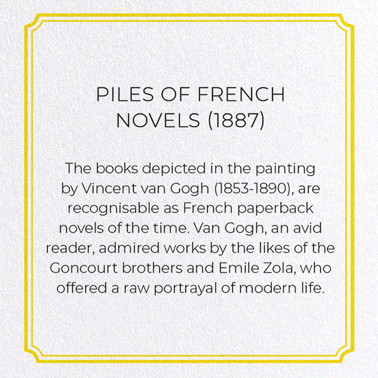 PILES OF FRENCH NOVELS (1887)