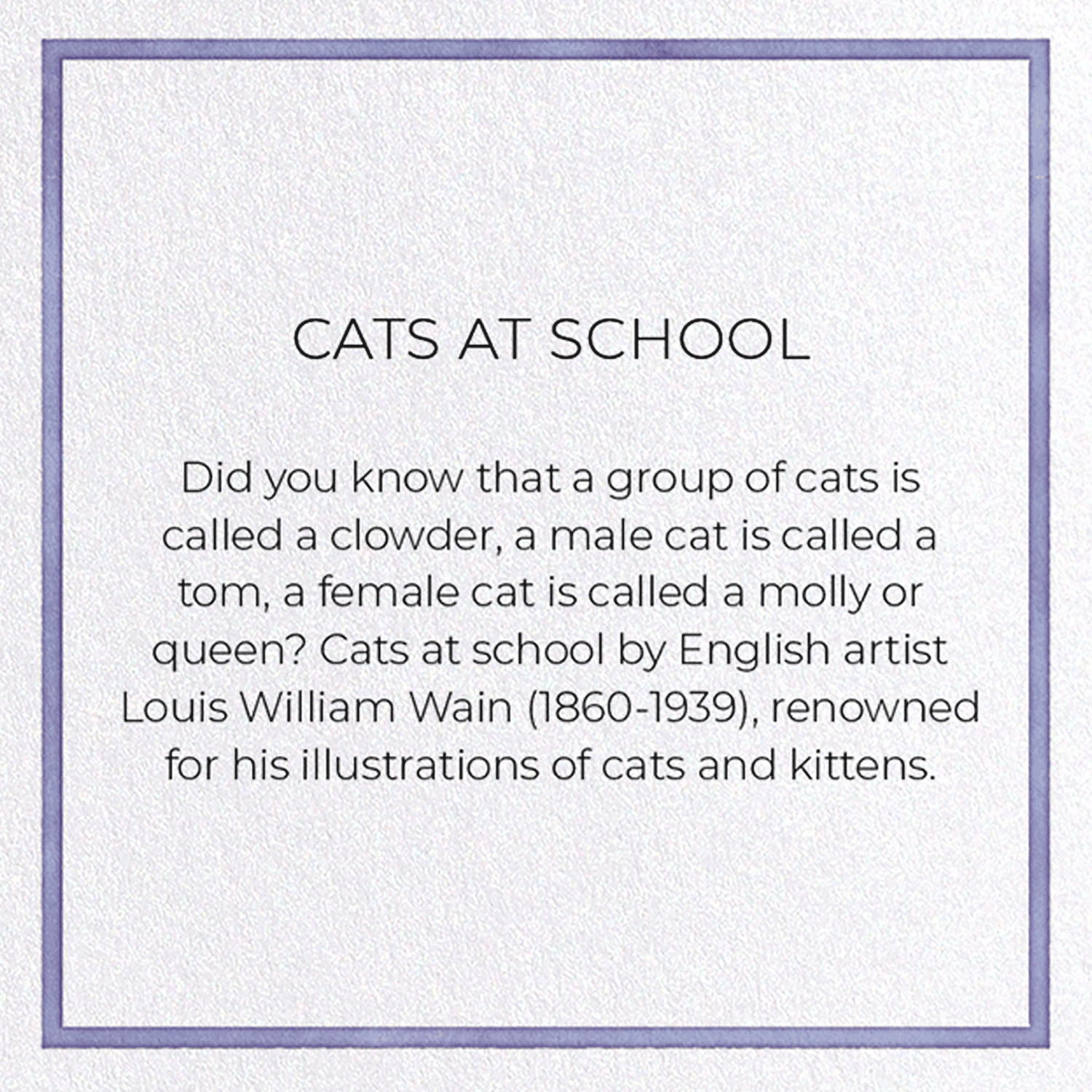 CATS AT SCHOOL