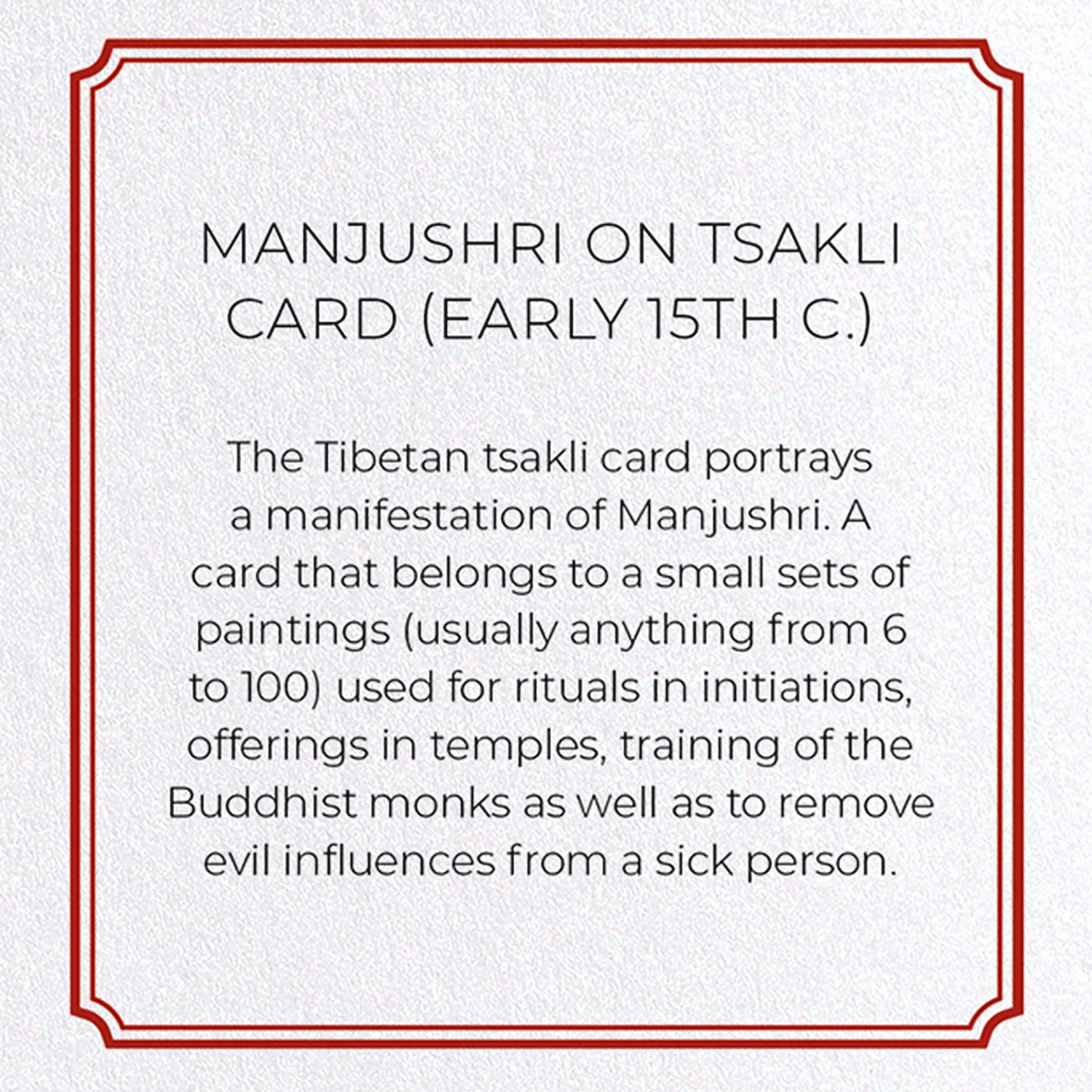 MANJUSHRI ON TSAKLI CARD (EARLY 15TH C.)