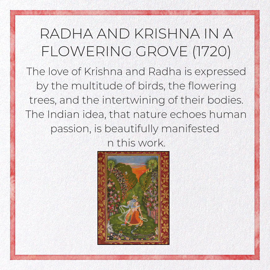 RADHA AND KRISHNA IN A FLOWERING GROVE (1720)