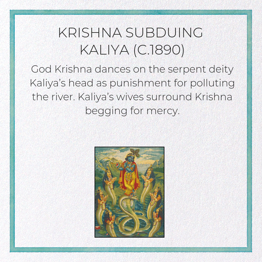 KRISHNA SUBDUING KALIYA (C.1890)