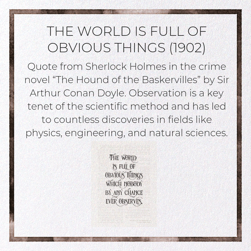 THE WORLD IS FULL OF OBVIOUS THINGS (1902)