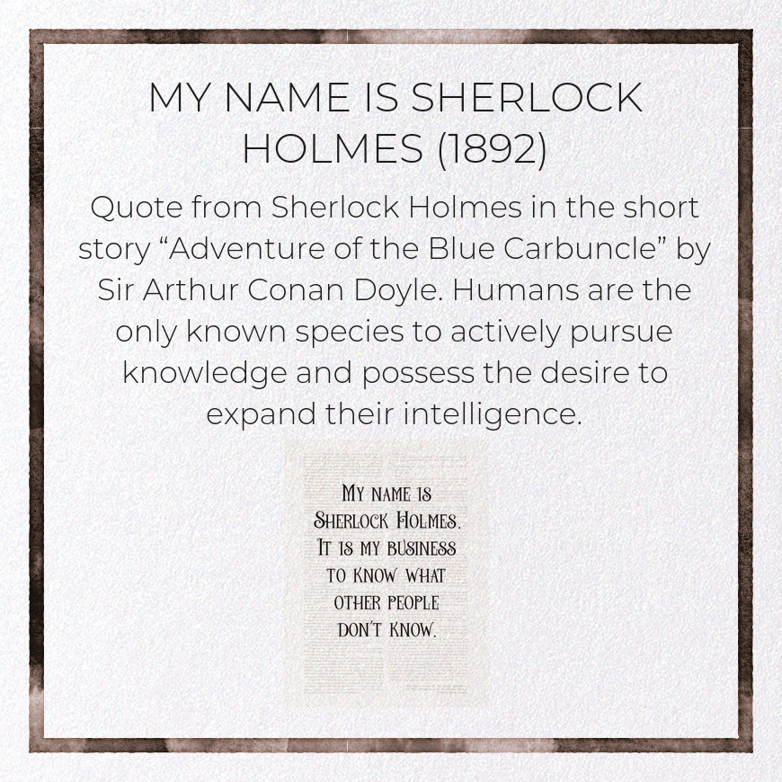 MY NAME IS SHERLOCK HOLMES (1892)