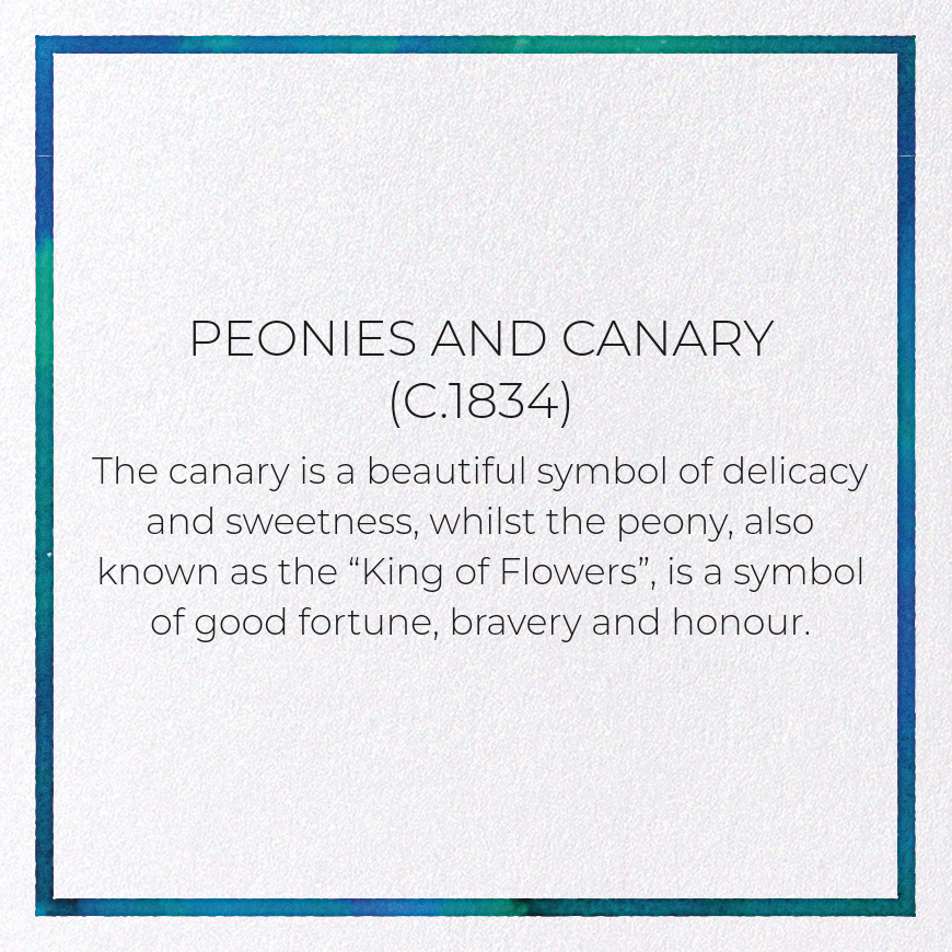 Peonies and canary