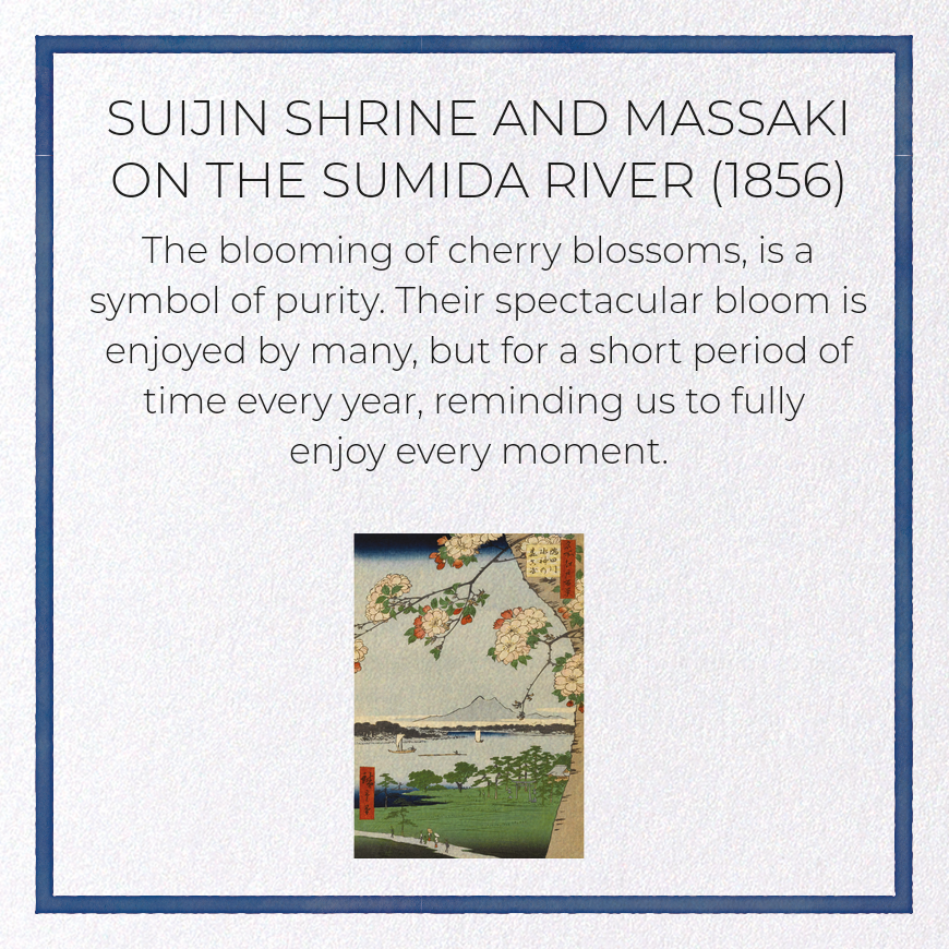 SUIJIN SHRINE AND MASSAKI ON THE SUMIDA RIVER (1856)