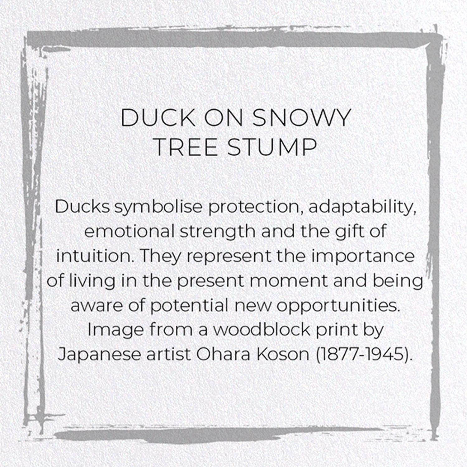 DUCK ON SNOWY TREE STUMP