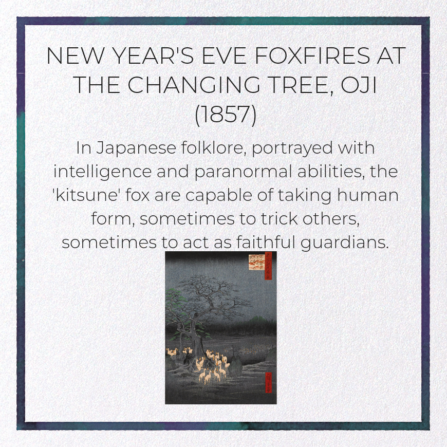 NEW YEAR'S EVE FOXFIRES AT THE CHANGING TREE, OJI (1857)