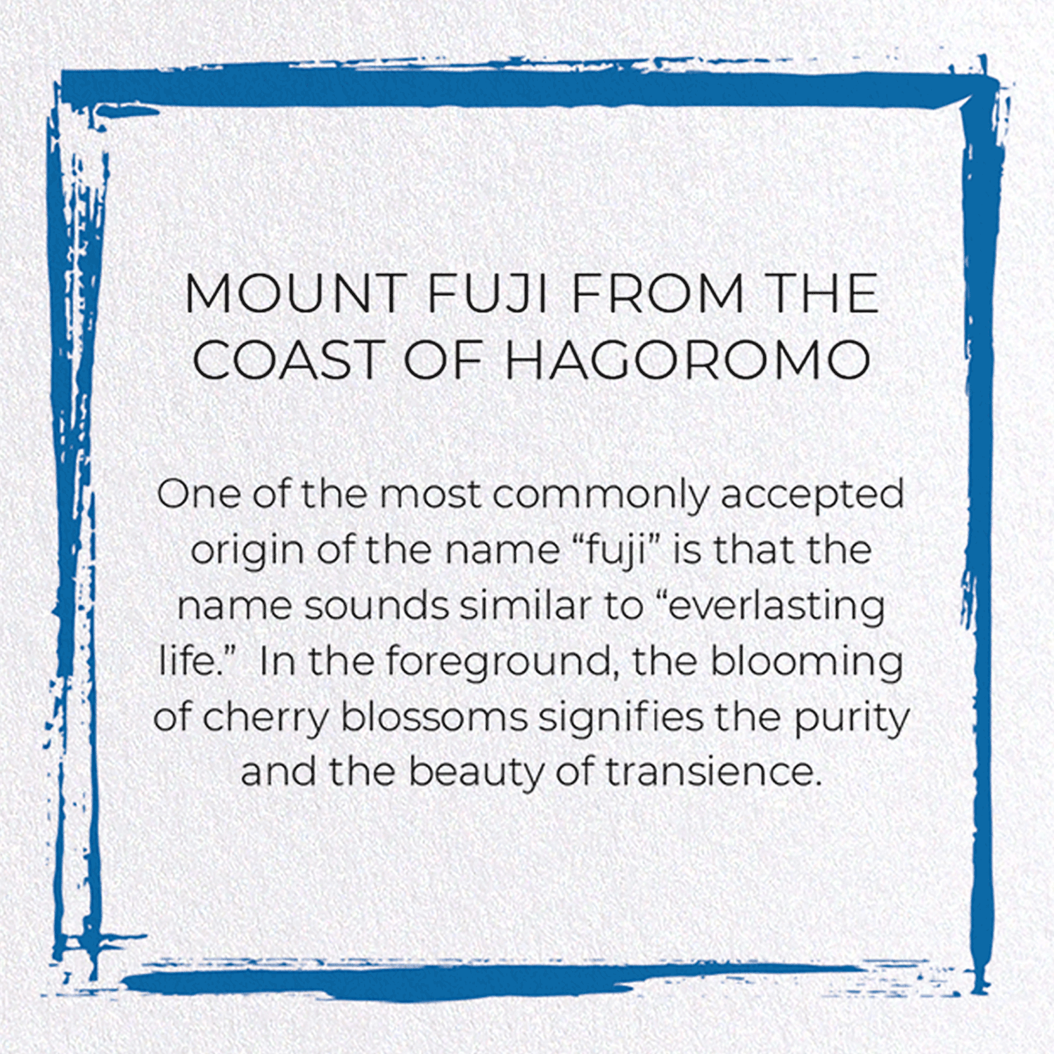 MOUNT FUJI FROM THE COAST OF HAGOROMO