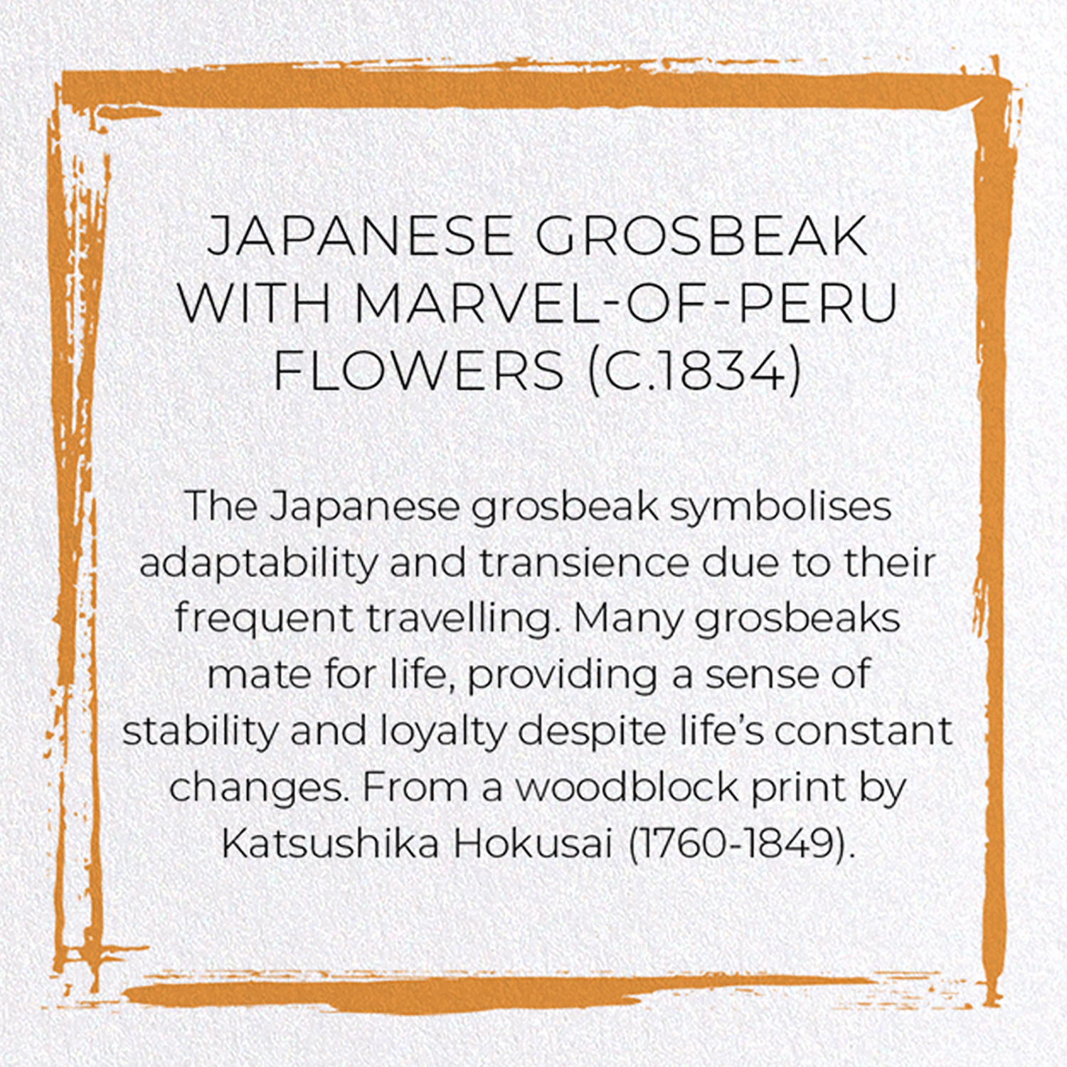 JAPANESE GROSBEAK WITH MARVEL-OF-PERU FLOWERS (C.1834)