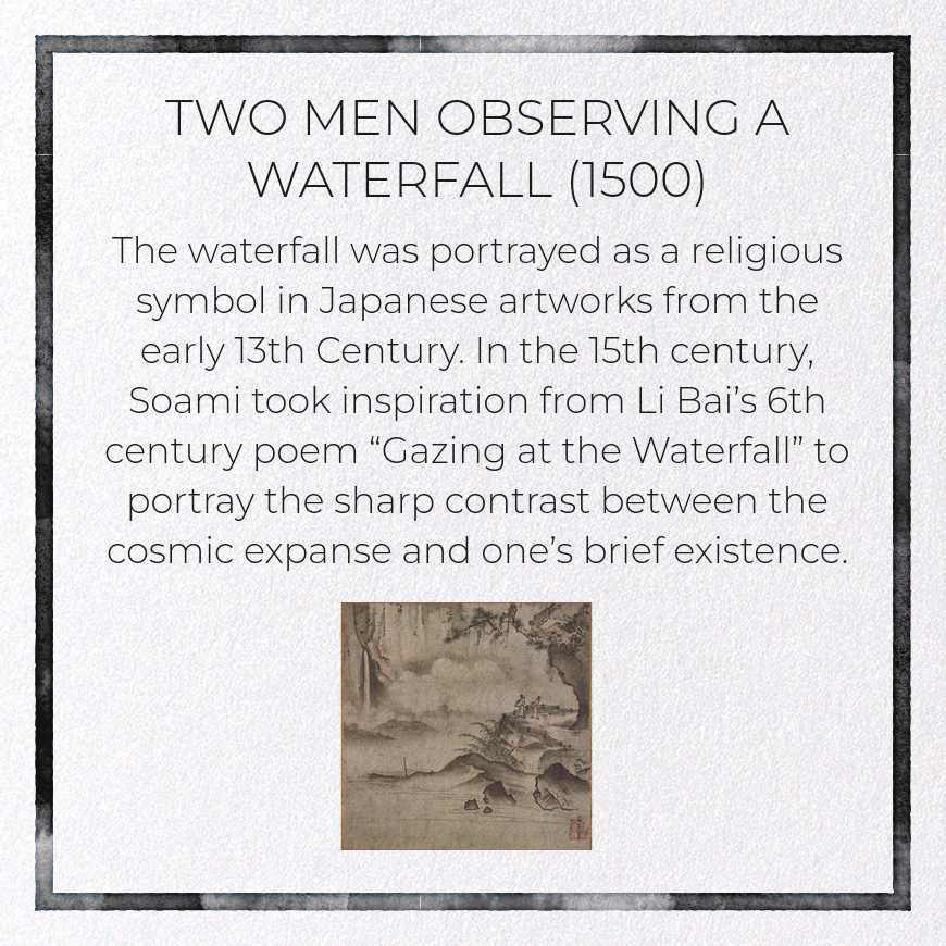 TWO MEN OBSERVING A WATERFALL (1500)