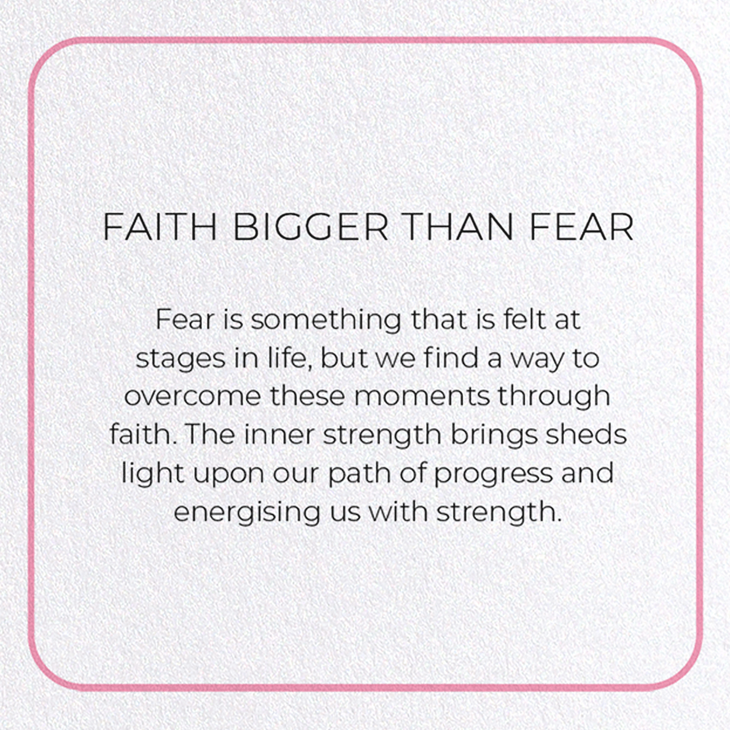 FAITH BIGGER THAN FEAR