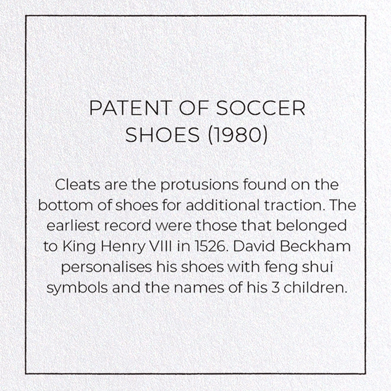 PATENT OF SOCCER SHOES (1980)