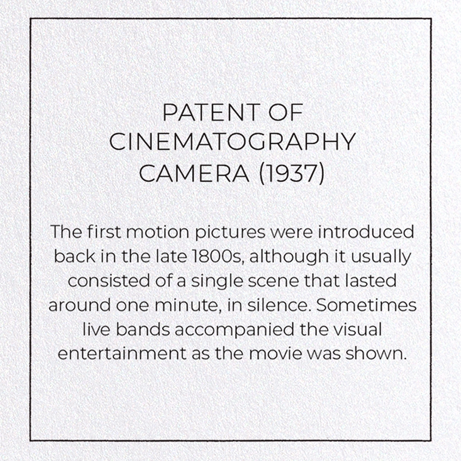 PATENT OF CINEMATOGRAPHY CAMERA (1937)