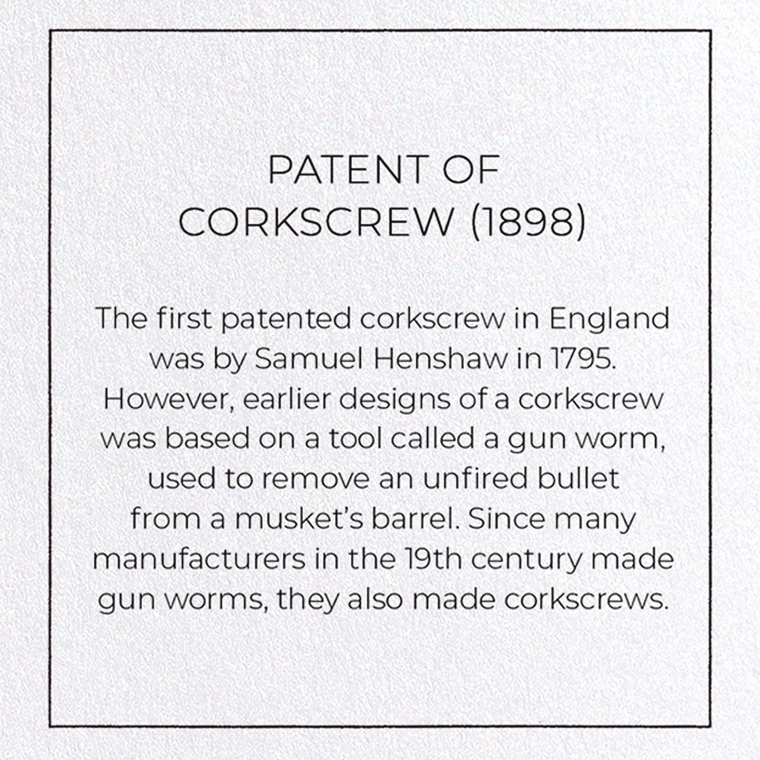 PATENT OF CORKSCREW (1898)