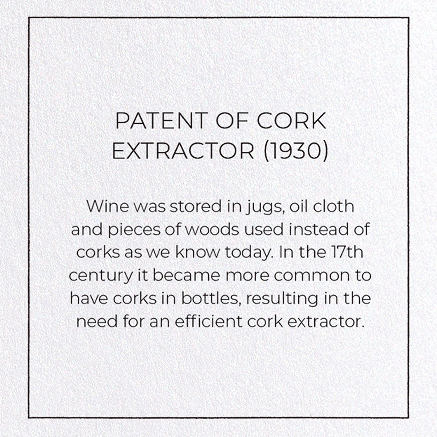 PATENT OF CORK EXTRACTOR (1930)