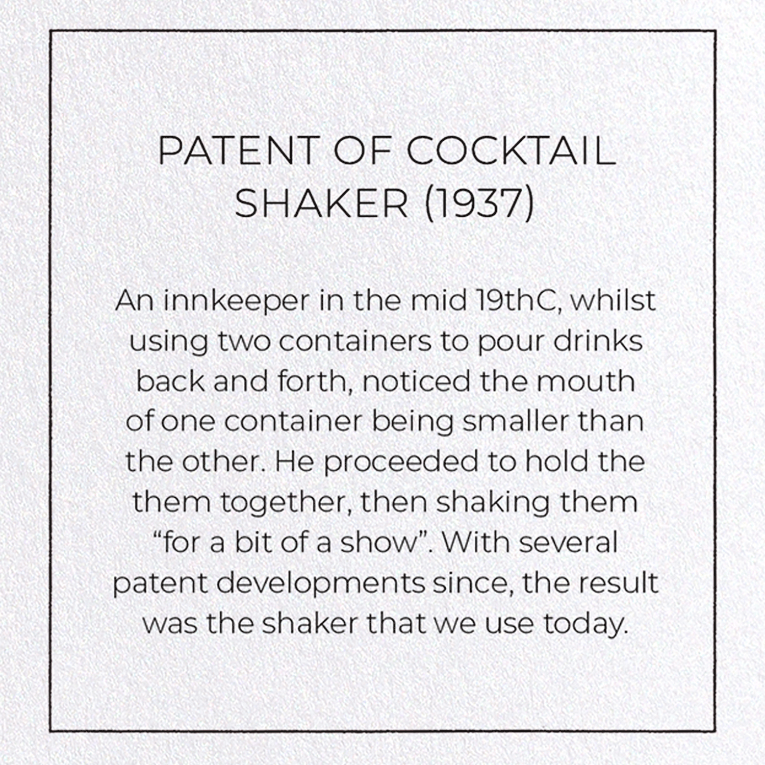 PATENT OF COCKTAIL SHAKER (1937)
