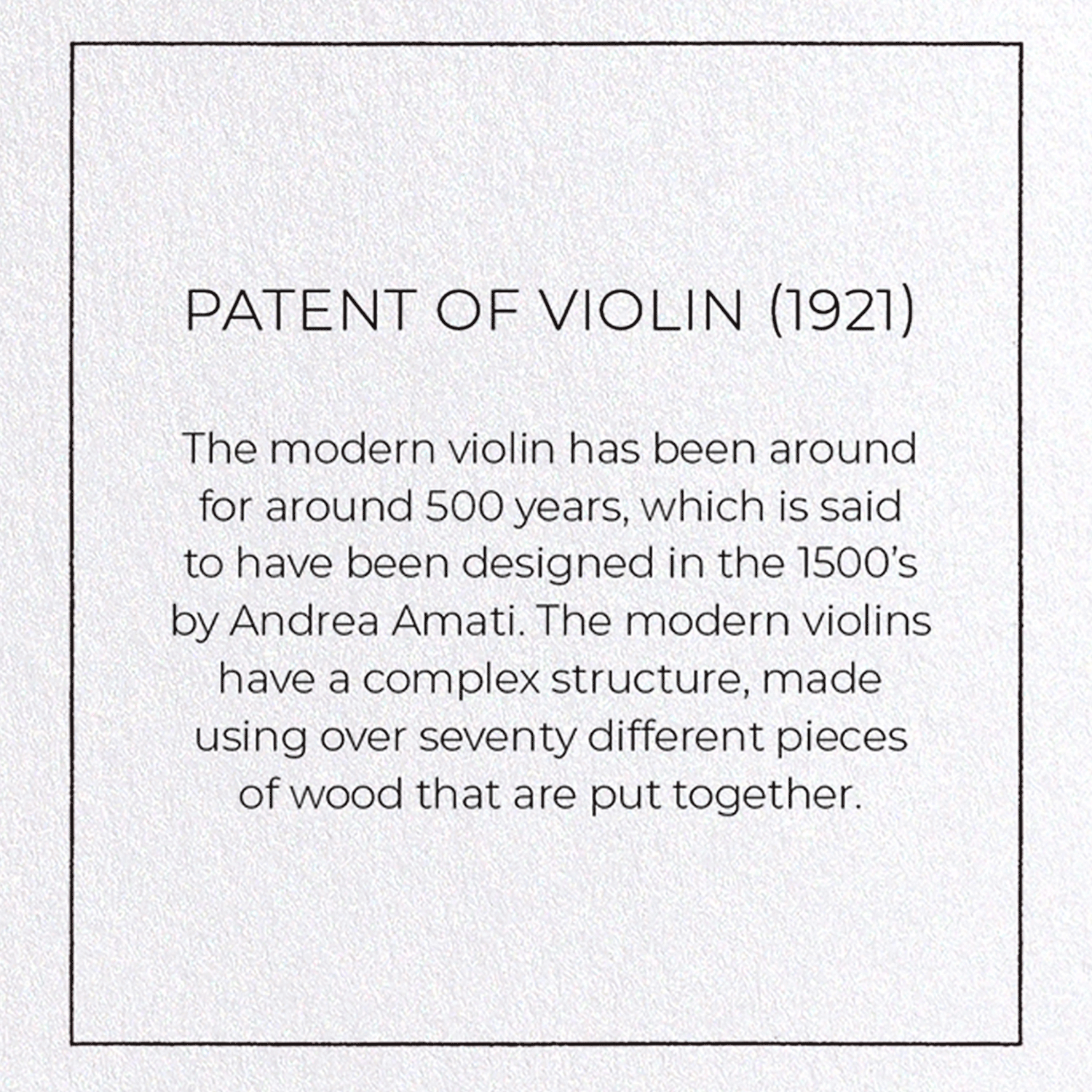 PATENT OF VIOLIN (1921)