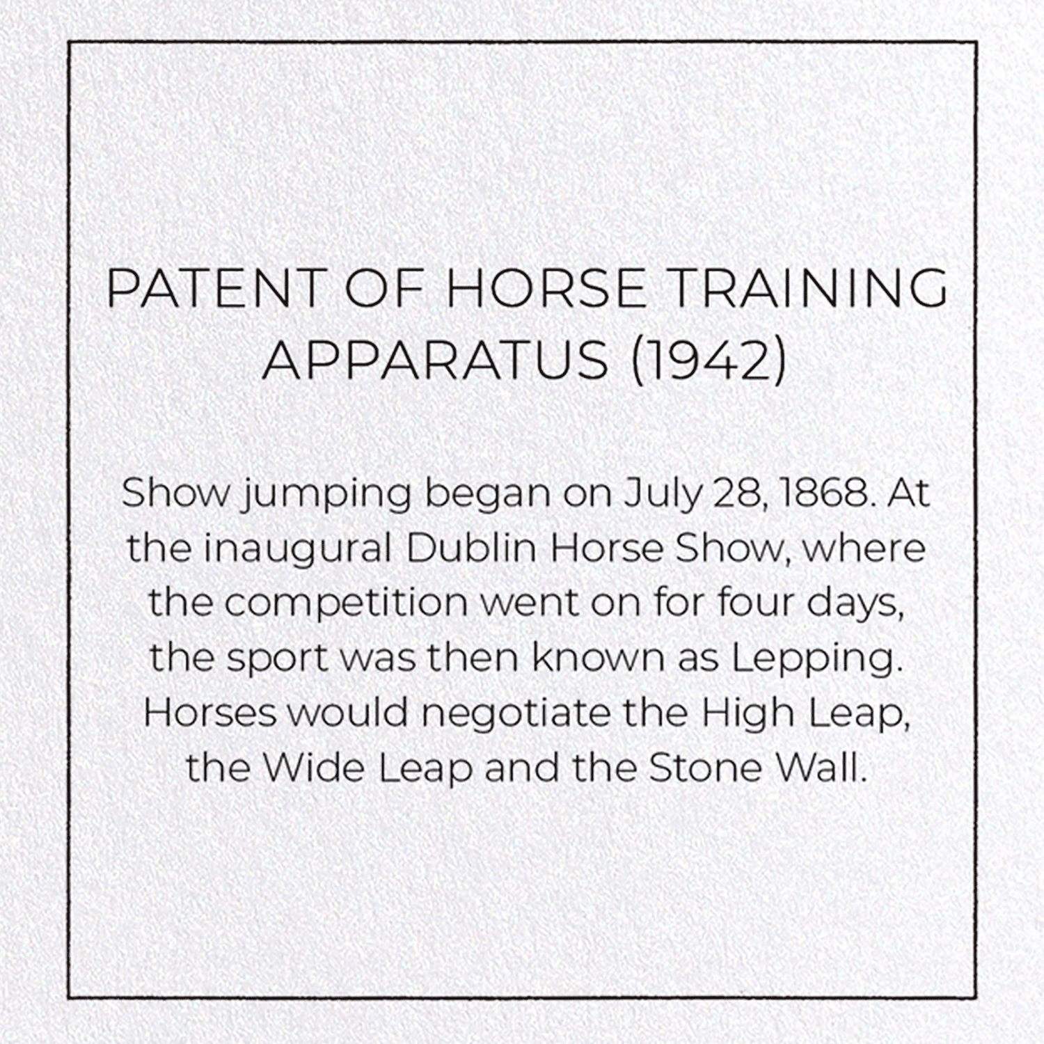 PATENT OF HORSE TRAINING APPARATUS (1942)