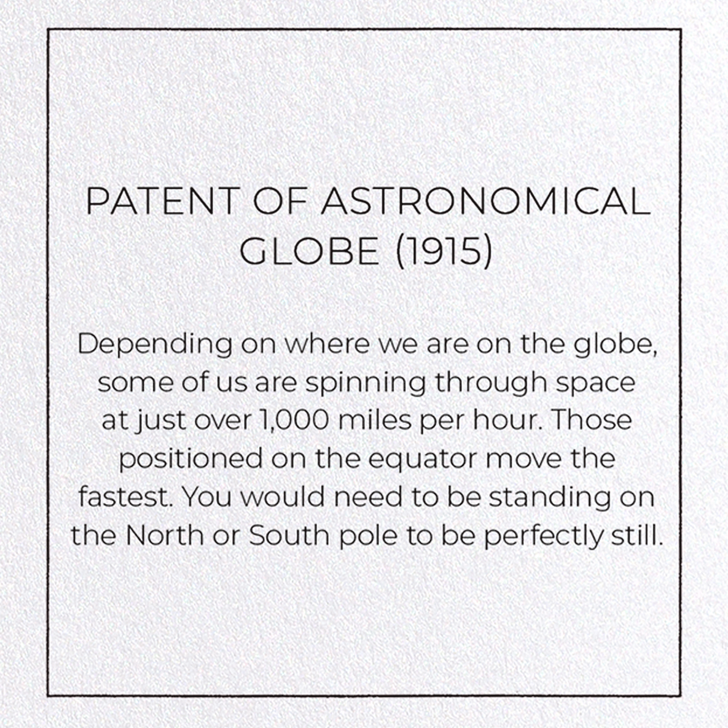 PATENT OF ASTRONOMICAL GLOBE (1915)