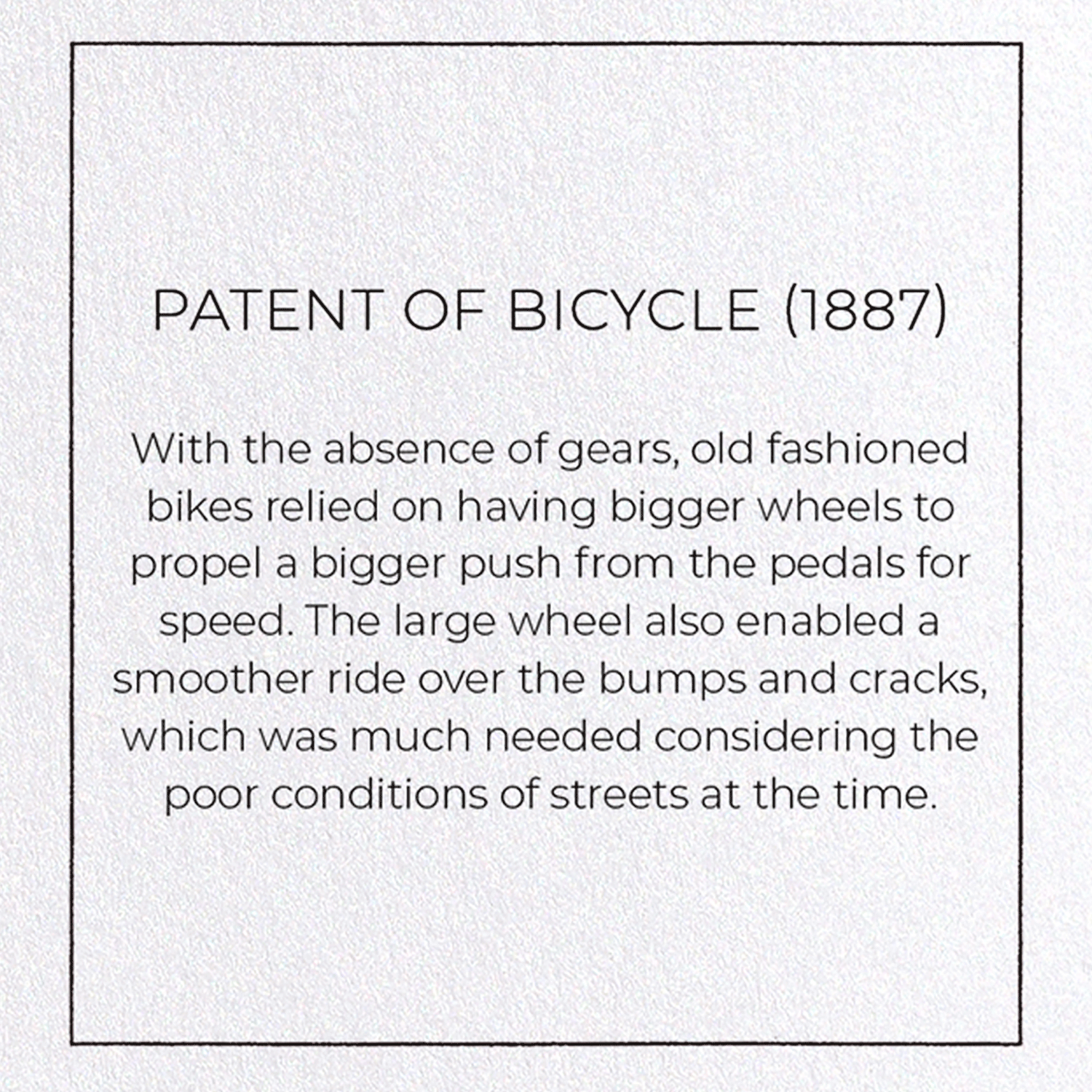 PATENT OF BICYCLE (1887)