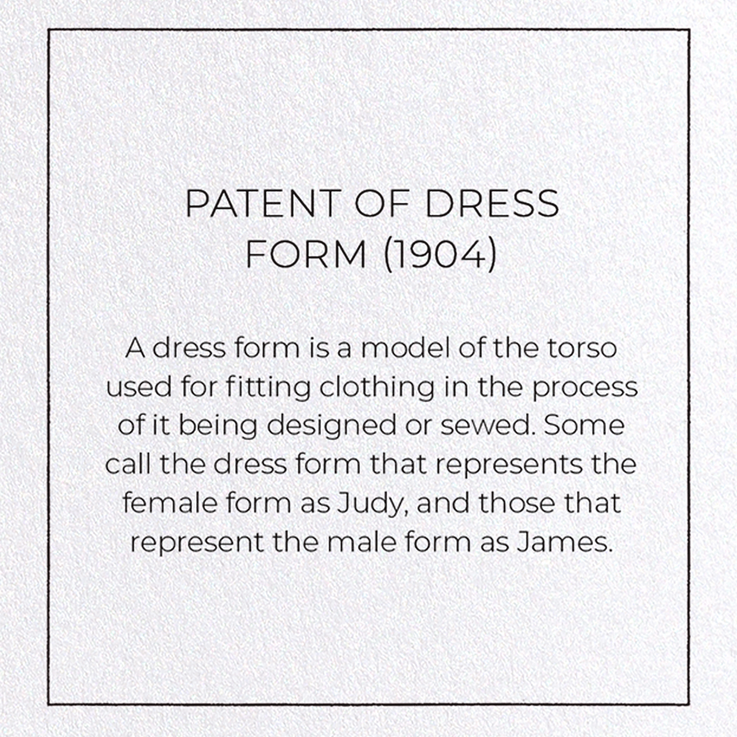 PATENT OF DRESS FORM (1904)