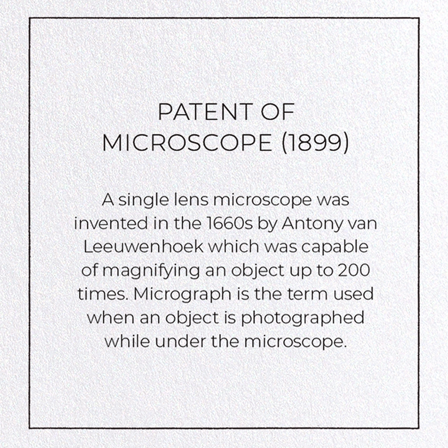 PATENT OF MICROSCOPE (1899)