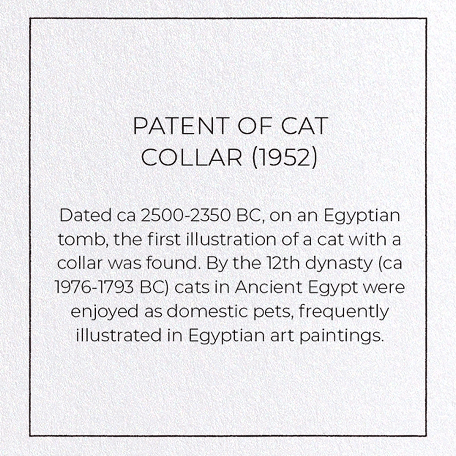 PATENT OF CAT COLLAR (1952)