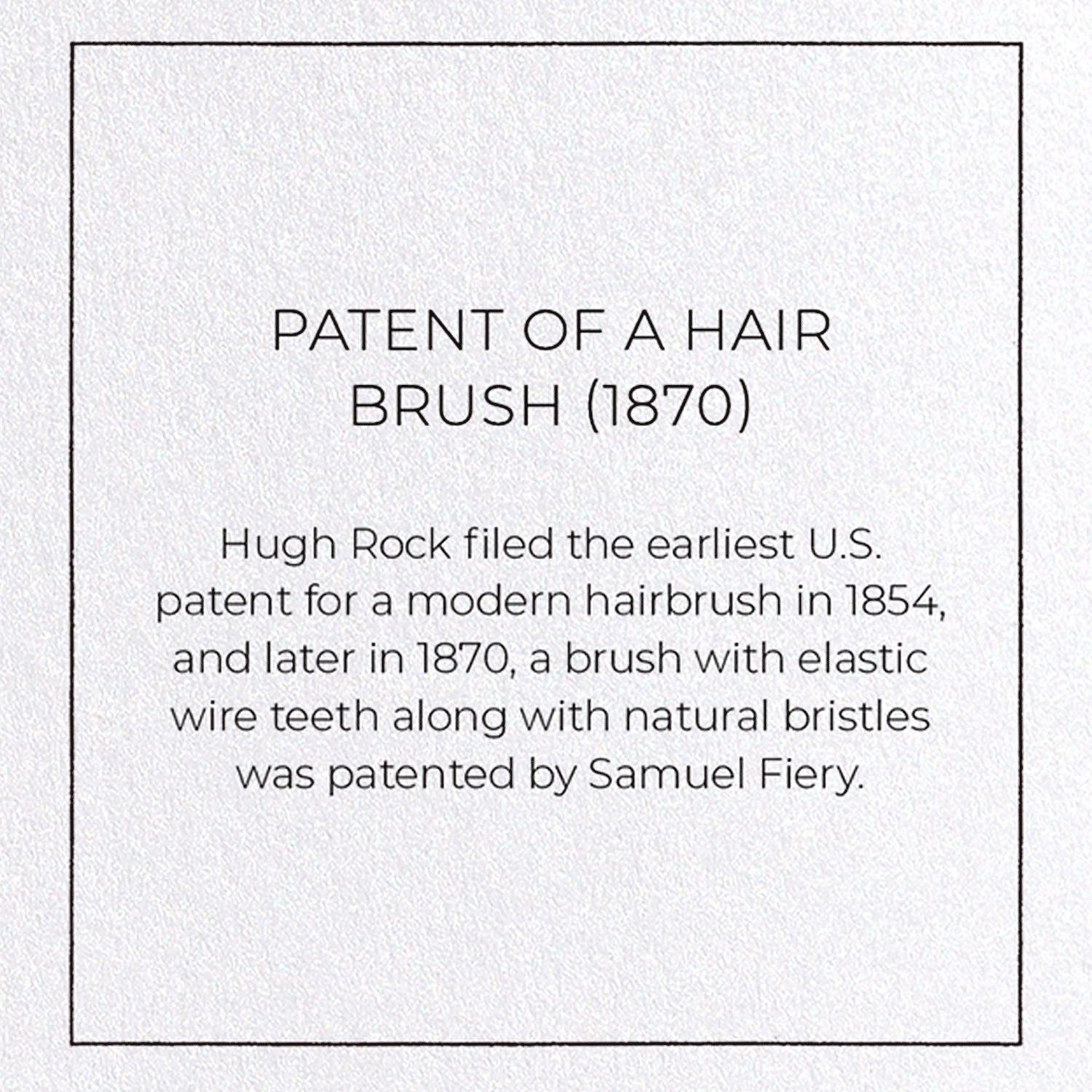 PATENT OF A HAIR BRUSH (1870)