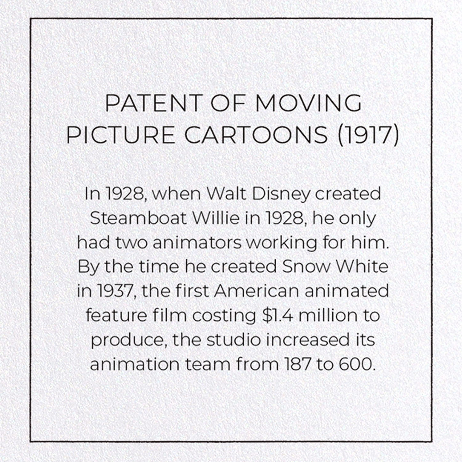 PATENT OF MOVING PICTURE CARTOONS (1917)