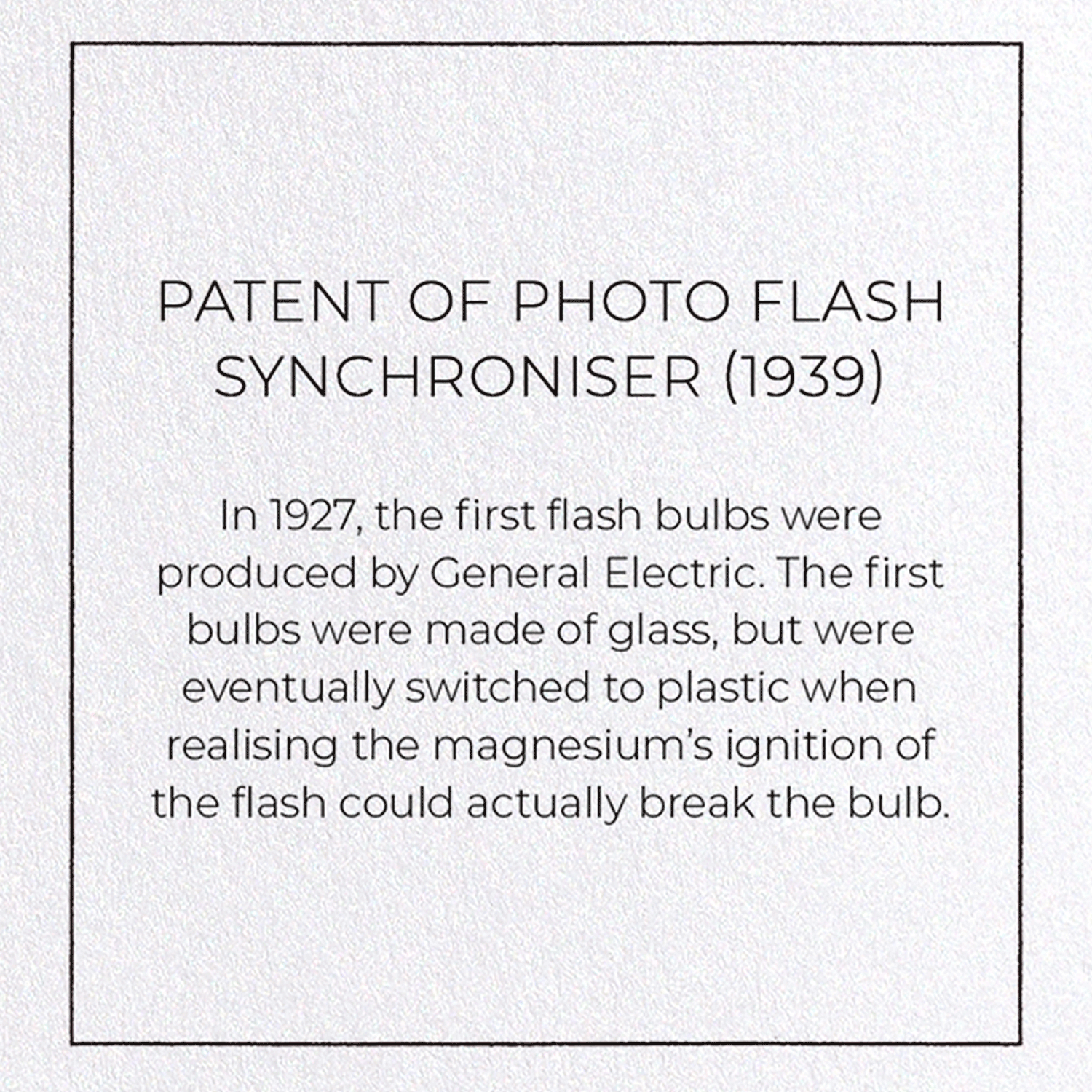 PATENT OF PHOTO FLASH SYNCHRONISER (1939)
