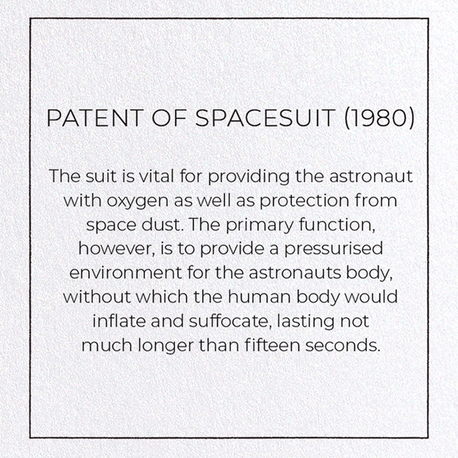 PATENT OF SPACESUIT (1980)