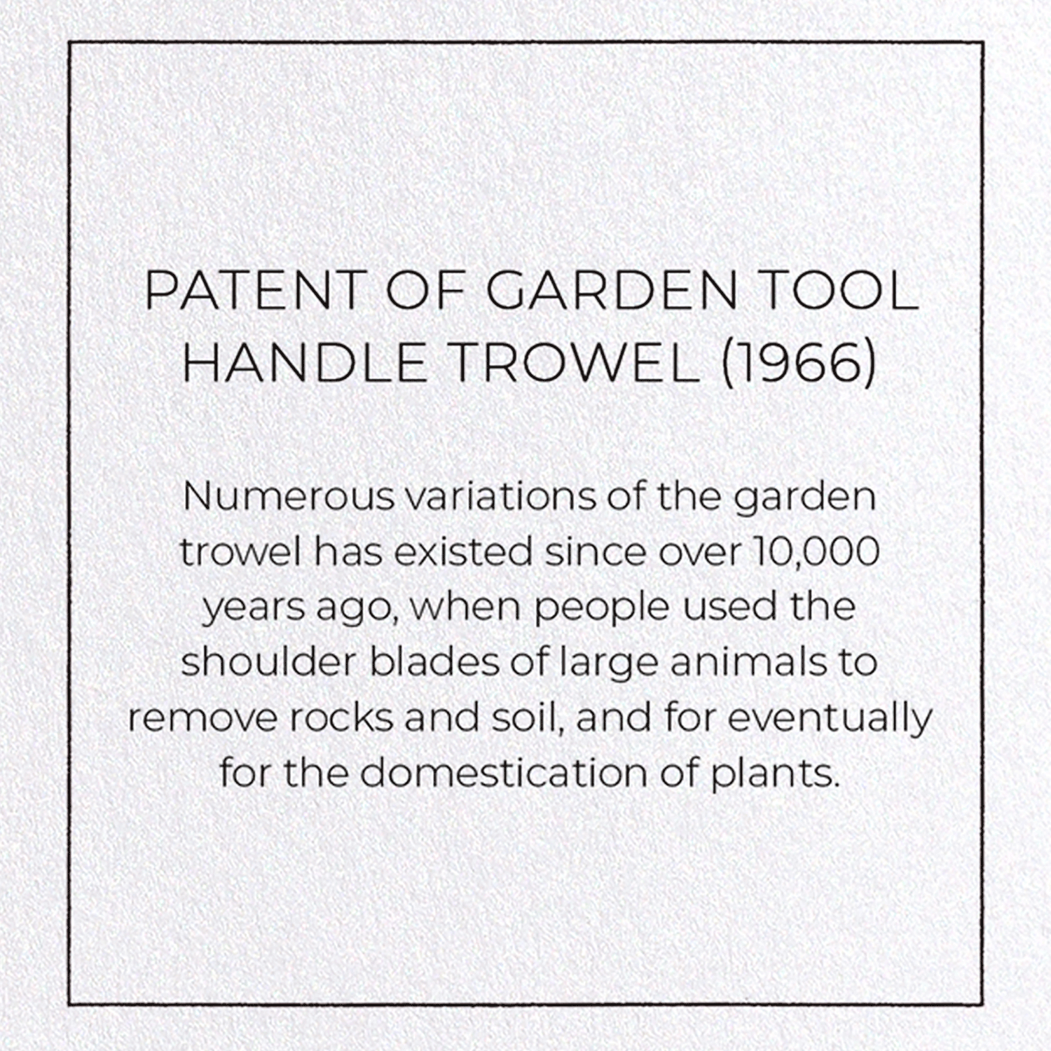 PATENT OF GARDEN TOOL HANDLE TROWEL (1966)