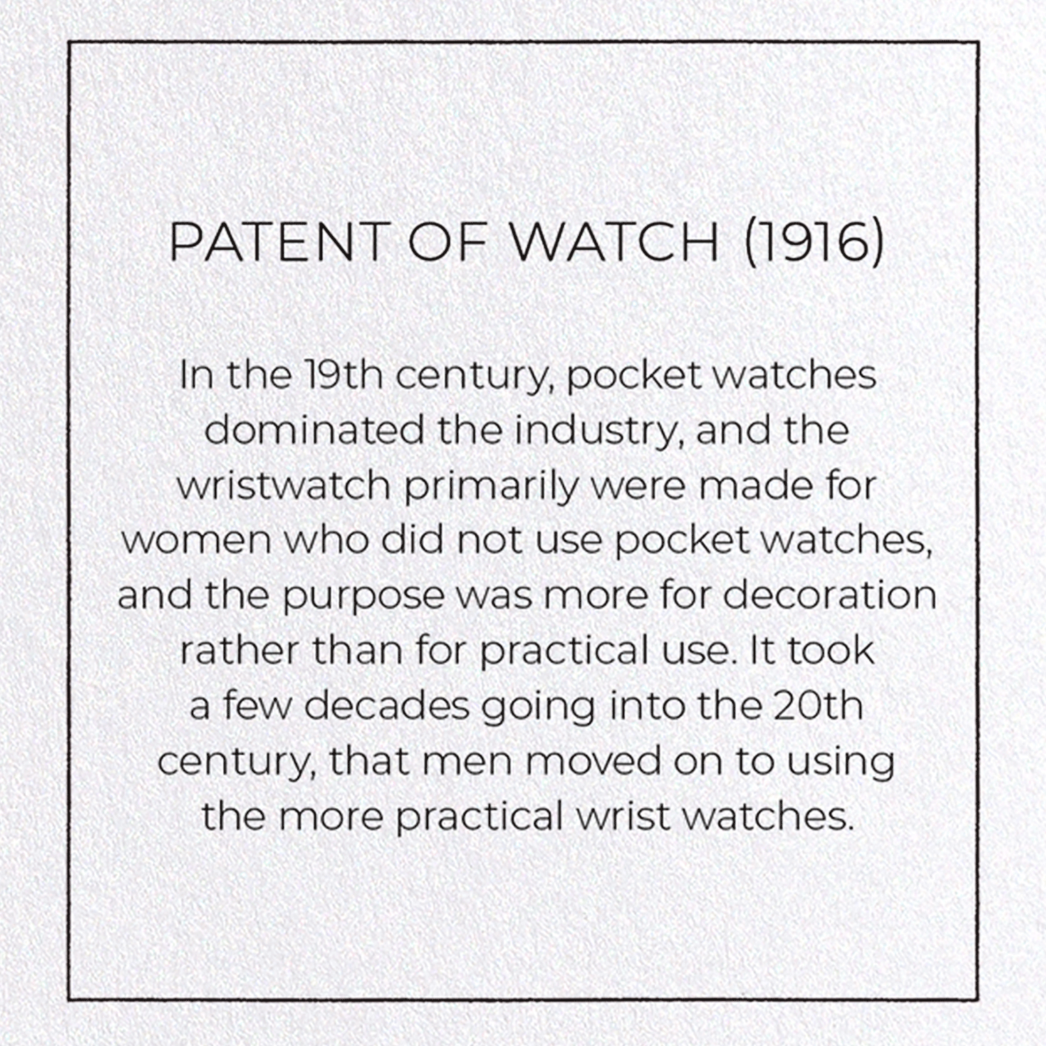 PATENT OF WATCH (1916)