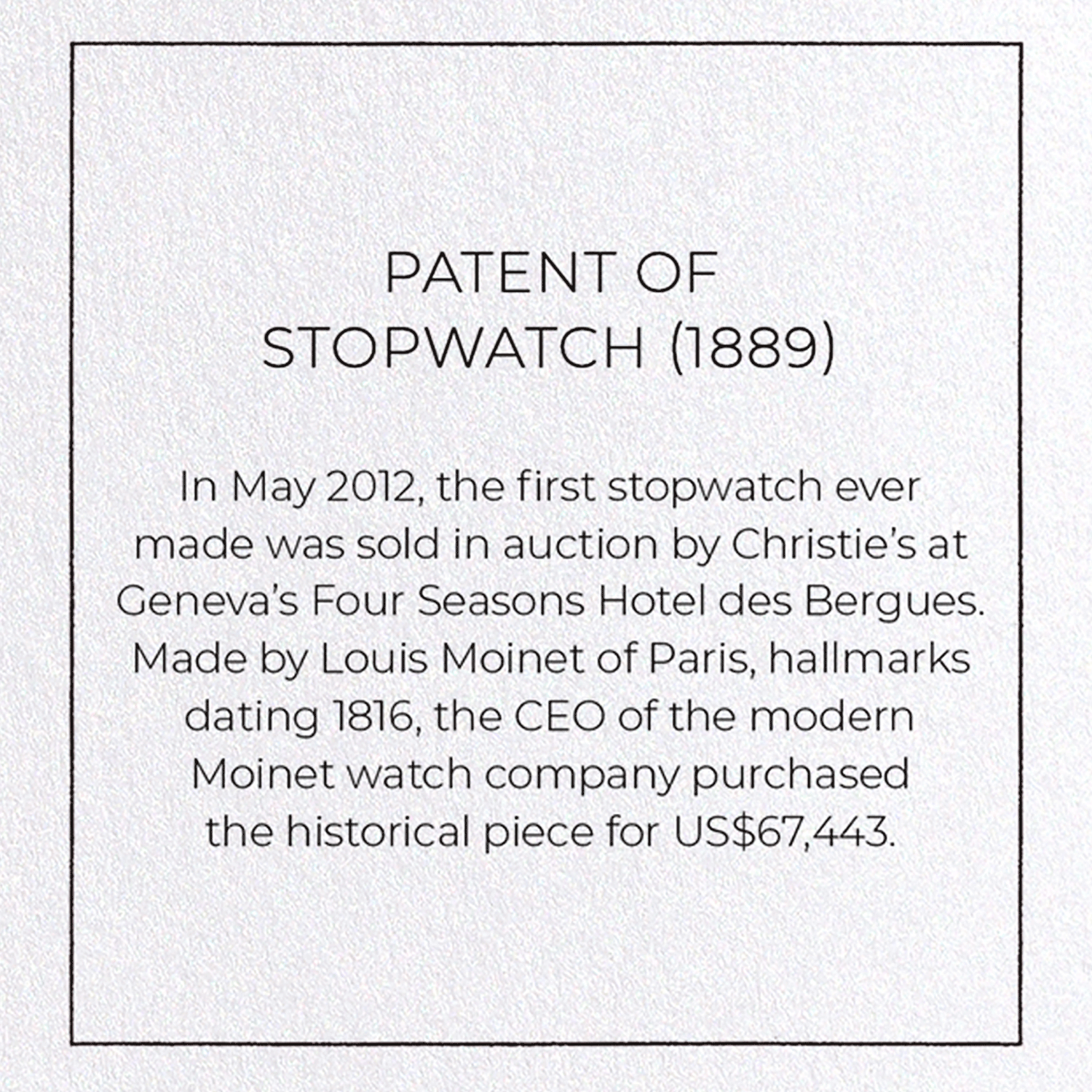 PATENT OF STOPWATCH (1889)
